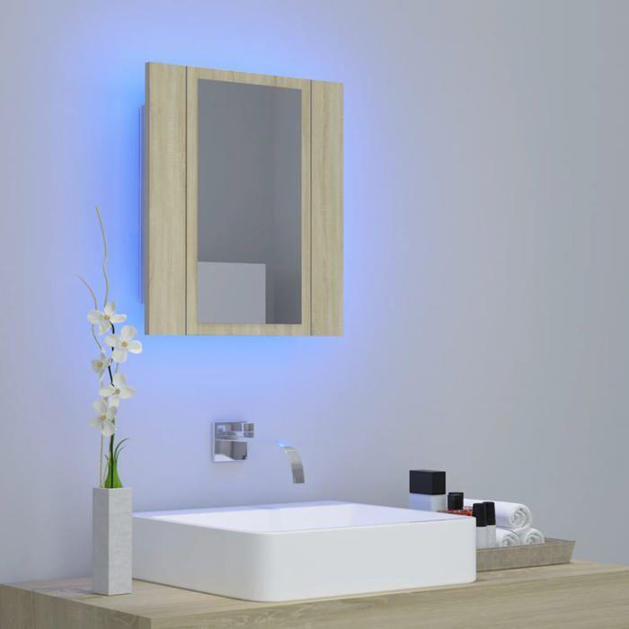 VidaXL LED Bathroom Mirror Cabinet Sonoma Oak 40x12x45 Cm Acrylic 804951
