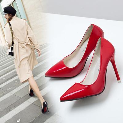 New French Girl Work Stiletto Professional Single Shoes Sexy Red Pointed Women's High Heels