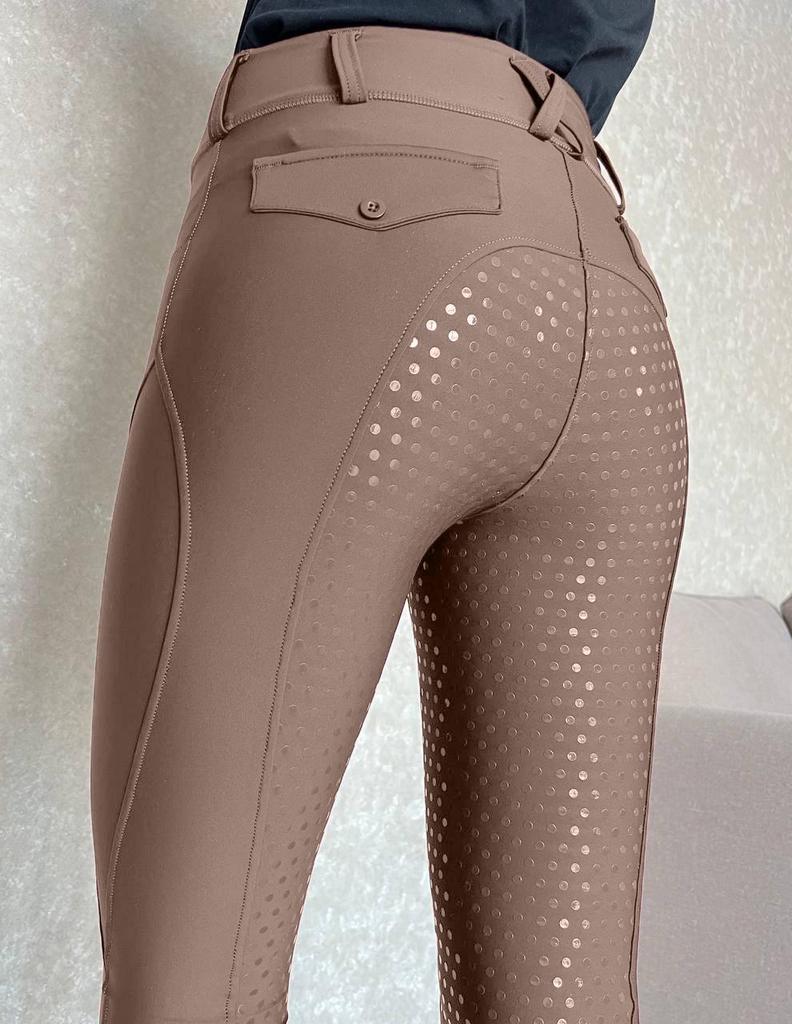 Pantaloni da equitazione da donna a seduta intera in silicone - Pantaloni da equitazione da esterno anti-pilling