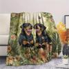 Rottweiler and Garden,pattern Flannel Blanket, High quality Comfortable for All Seasons, Home Decor, Warmth and Comfort, Perfect for Gifts.