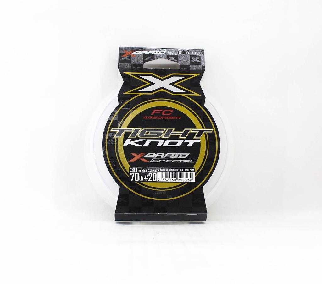 YGK X Braid Absorber Fluorocarbon Shock Leader Tight Knot 30m 70lb (8339)