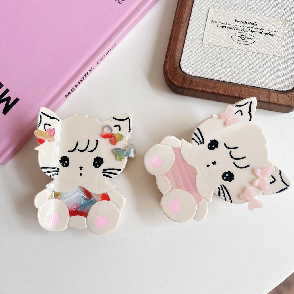 1pc Cute Cat Splicing Grab Clip Medium Hair Grab Shark Clip Personalized Fashion Sweet Hair Accessories