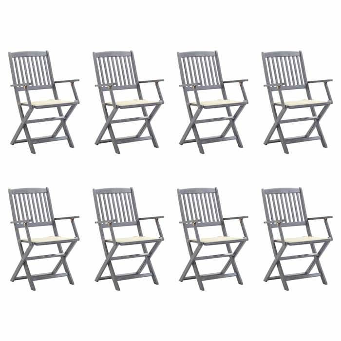 VidaXL Lot de 8 Chaises Pliables d'Extérieur avec Coussins, Sièges de Terrasse, Chaises de Salle à Manger, Meubles de Patio 3078264
