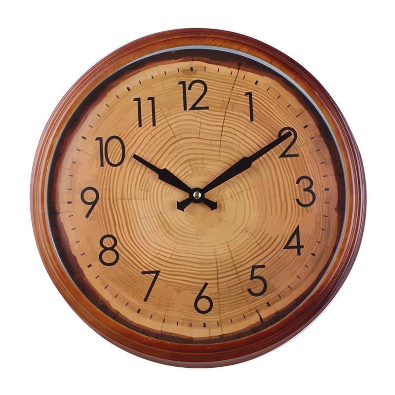 Household Wood Grain Wall Clock Silent Style Living Room Study Decoration Clock Precision Quartz Wall Clock
