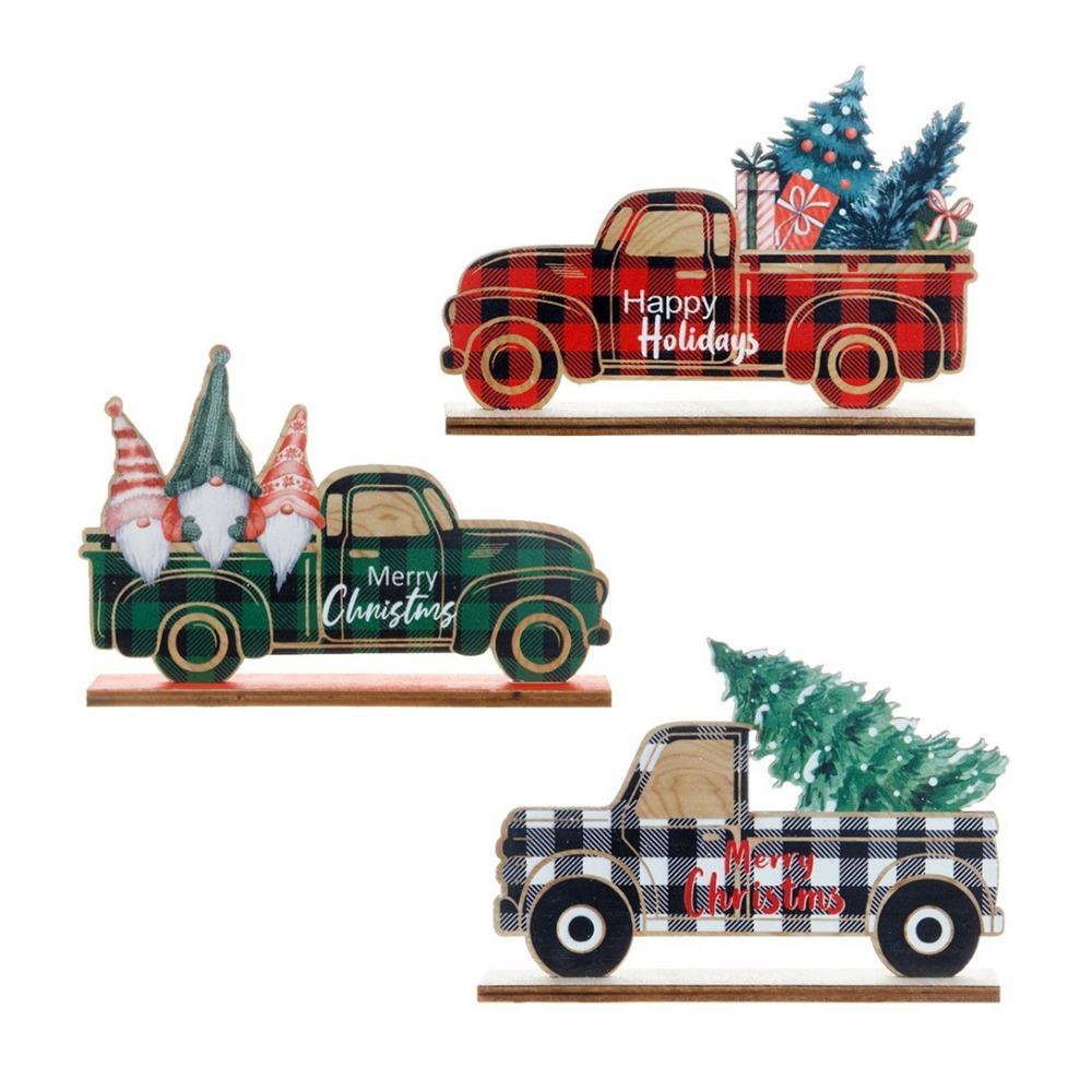 3pcs/set DIY Christmas Wooden Car Decorations Cartoon Christmas Tree Pendant  Christmas