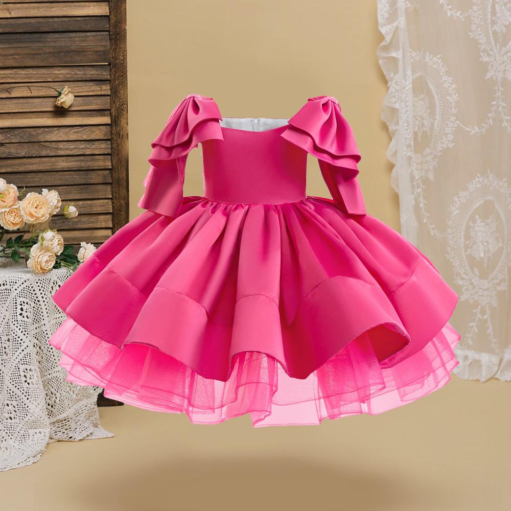 Robe de Princesse Satinée pour Filles – Jupe Plissée Papillon pour l'Été et la Remise des Diplômes