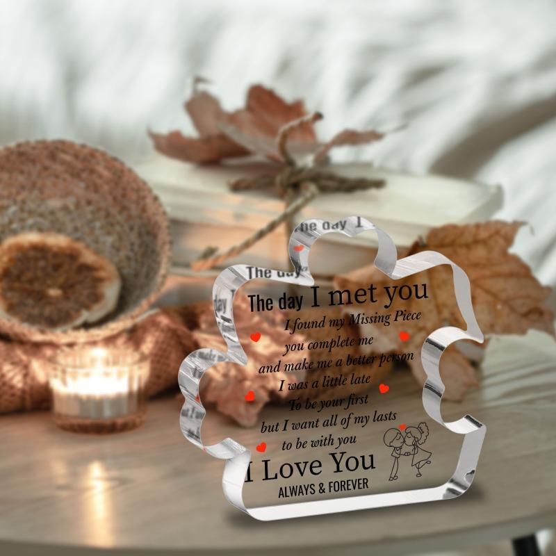 Dwuwymiarowe płaskie romantyczne akrylowe puzzle „Kocham Cię”, Dekoracja biurkowa, Prezent na rocznicę i urodziny, Nadaje się do dekoracji ścian, Ganku, Pokoju, Willi, Acc