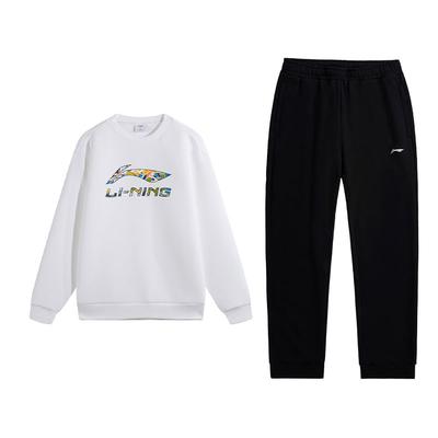 Fashion Letter Logo Print Crew Neck Pullover Long Sleeve Comfortable Pants Sweatshirt Set Men Sets AWDVH35-2+AKLUE31-1