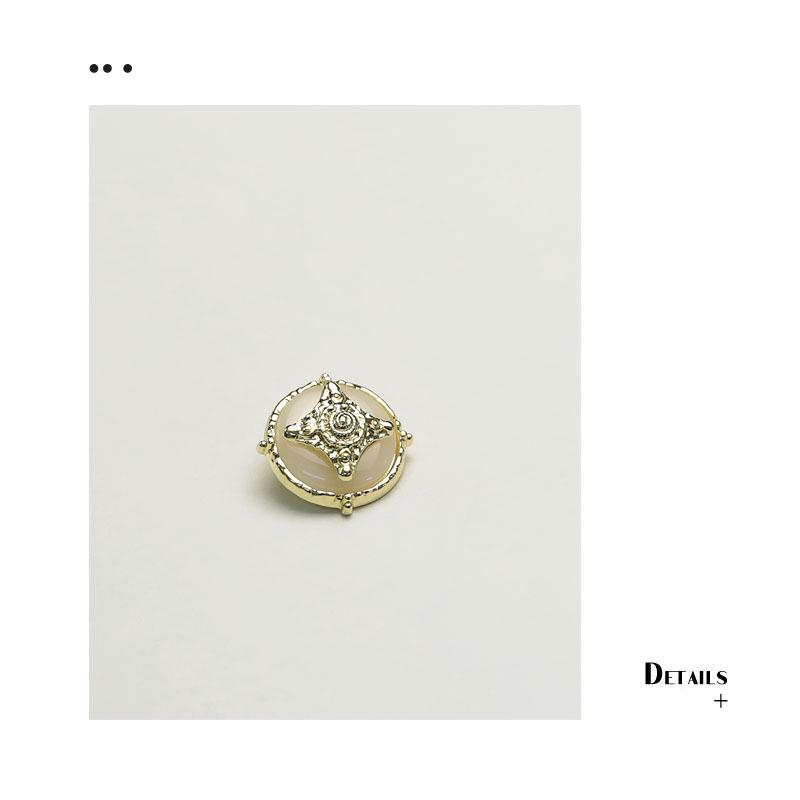 5Pcs Four-Leaf Rudder-Shaped Metal Button, Small Fragrant Coat Decorative Button, Trendy Coat Trench Coat Coat Button