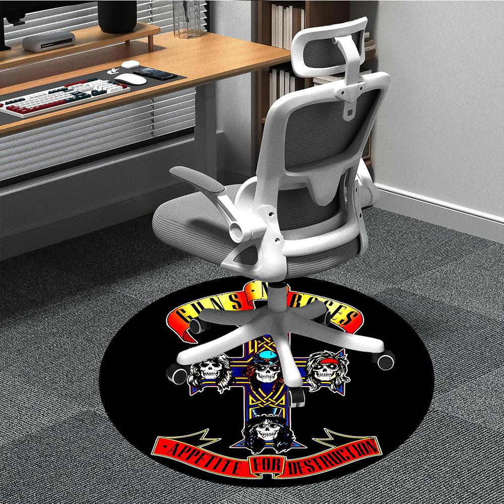 

1pc Guns N Roses Chair Carpet for Office - Indoor Non-Slip Washable Polyester Fiber Carpet, Soft Comfortable Mat For Office yy250928007 80cm by 80cm