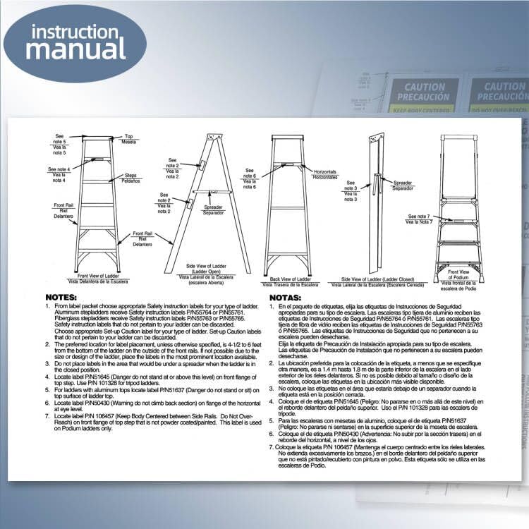 Step Ladder Safety Label Extension Ladder Stickers Replacement Label Kit Compatible with Ladder Inspection Stickers for Werner Fiberglass Extension