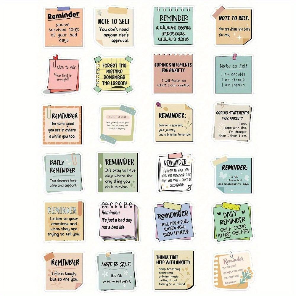 50pcs Cartoon Doodle Reminder Note Stickers For DIY Decoration On Laptop, IPad, Guitar, Water Bottle, Phone Case, Waterproof