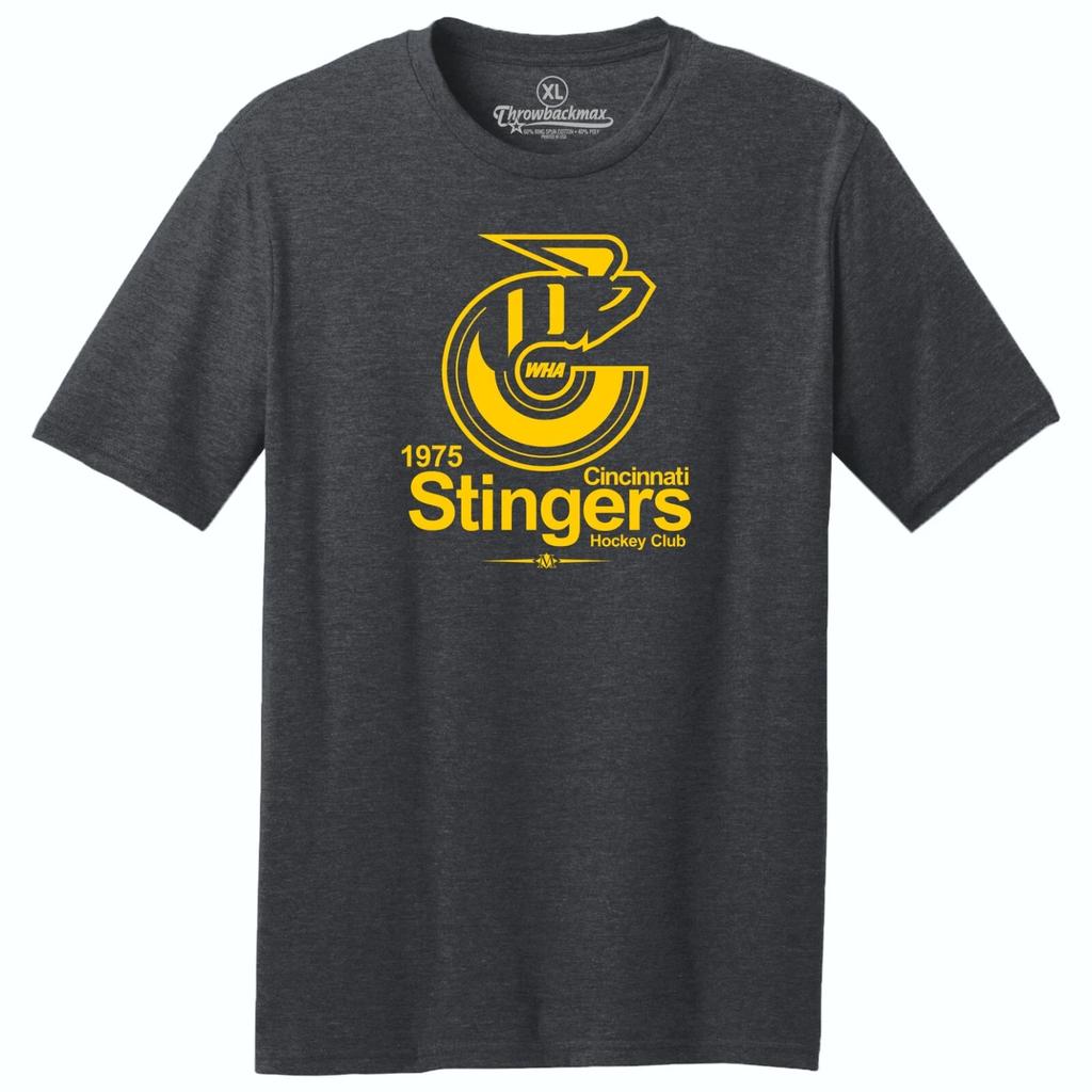 Cincinnati Stingers 1975 WHA Hockey TRI-BLEND Tee Shirt - Columbus Blue Jackets