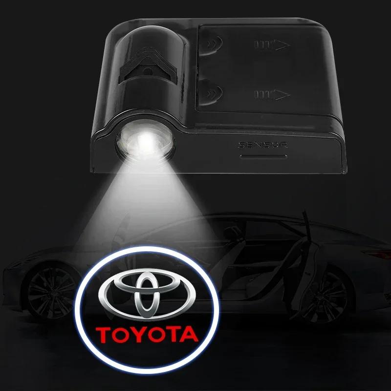 2 Piezas Luces de Bienvenida Inalámbricas HD con Logo en Puerta de Coche Proyector LED Decoración para Toyota TRD GR Yaris Rav4 E150 E120 Land Cruiser 200 Chr Corolla