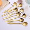 Mixing Spoon Bar Tools Tableware Stainless Steel Flower Spoon Set Cutlery Set Teaspoon Soup Spoon