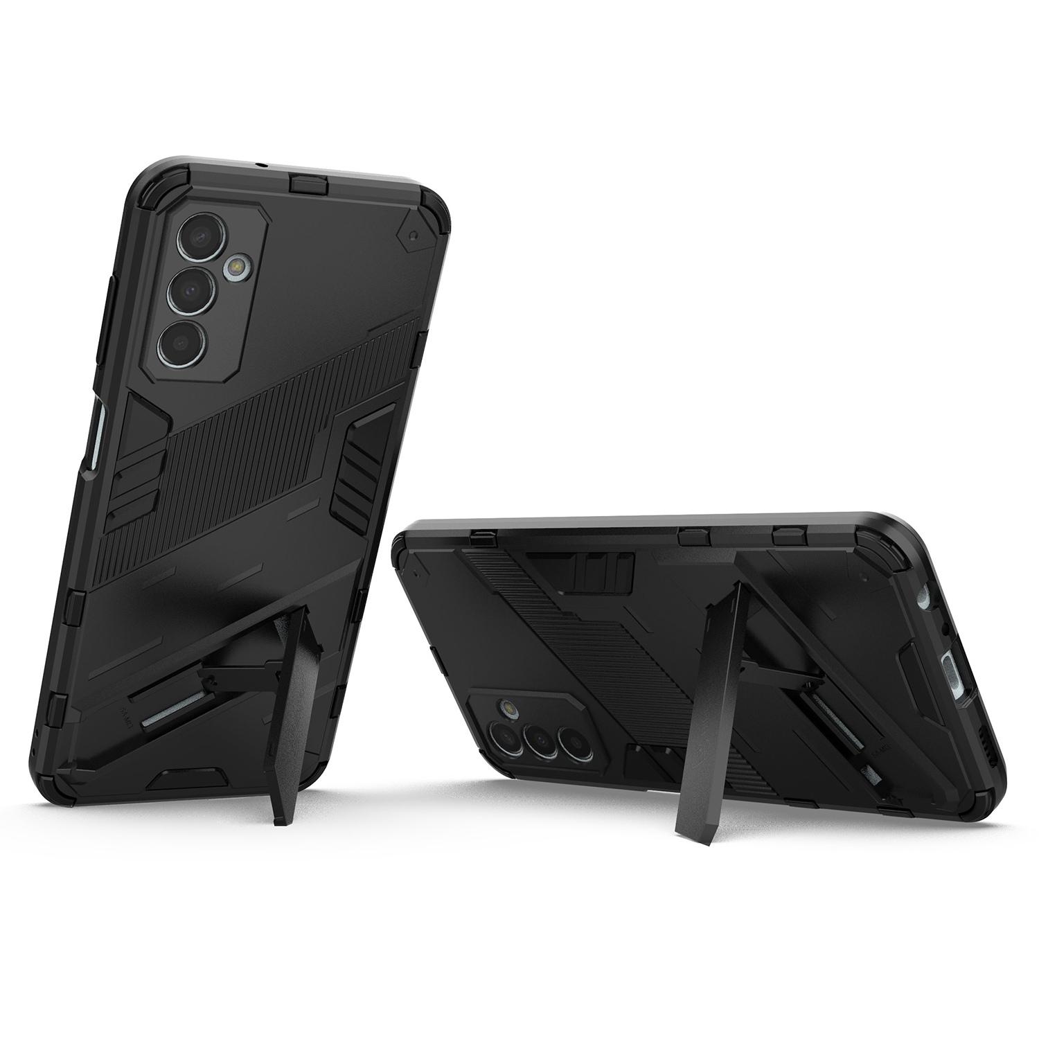 

For Samsung Galaxy M13 4G Kickstand Protective Phone Case Drop-proof Hard PC Soft TPU Hybrid Cover Grey