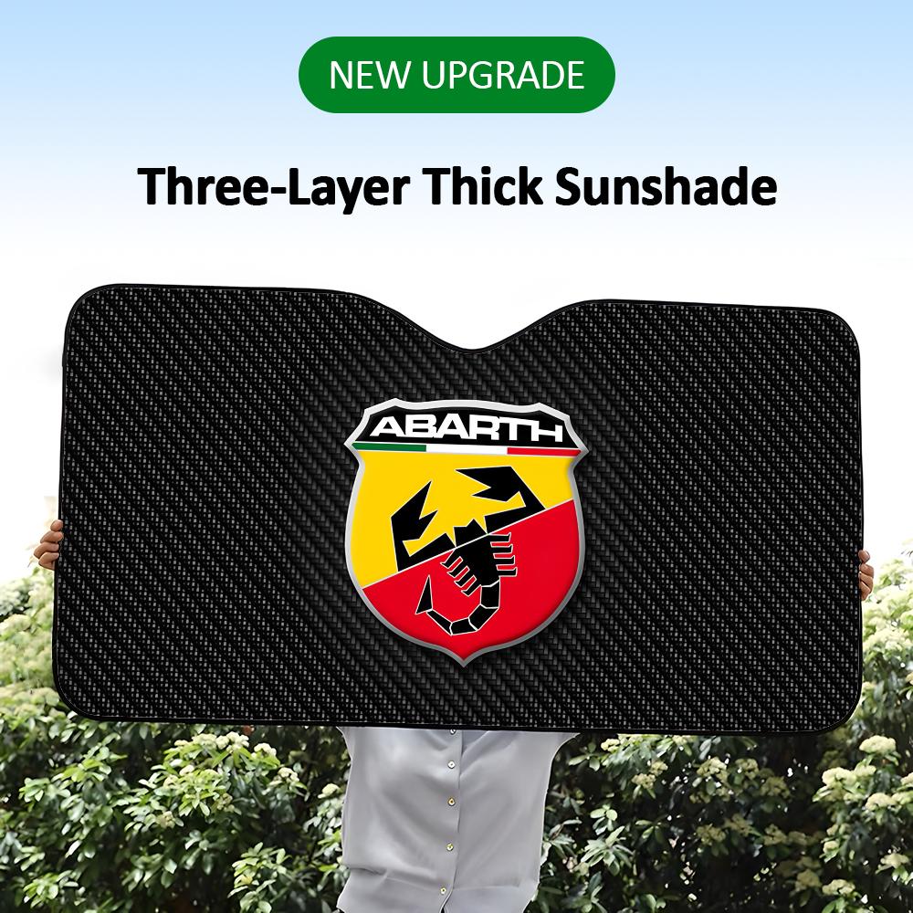 Luxury A-AbarthS-S Logo Car SunShade Visor Reusable Aluminum Foil UV Protector Suction Cups Heat Three-layer Insulation
