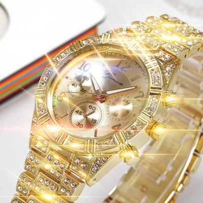 Fashion Stainless Steel  Luxury Women Crystal Quartz Analog Wrist Watch