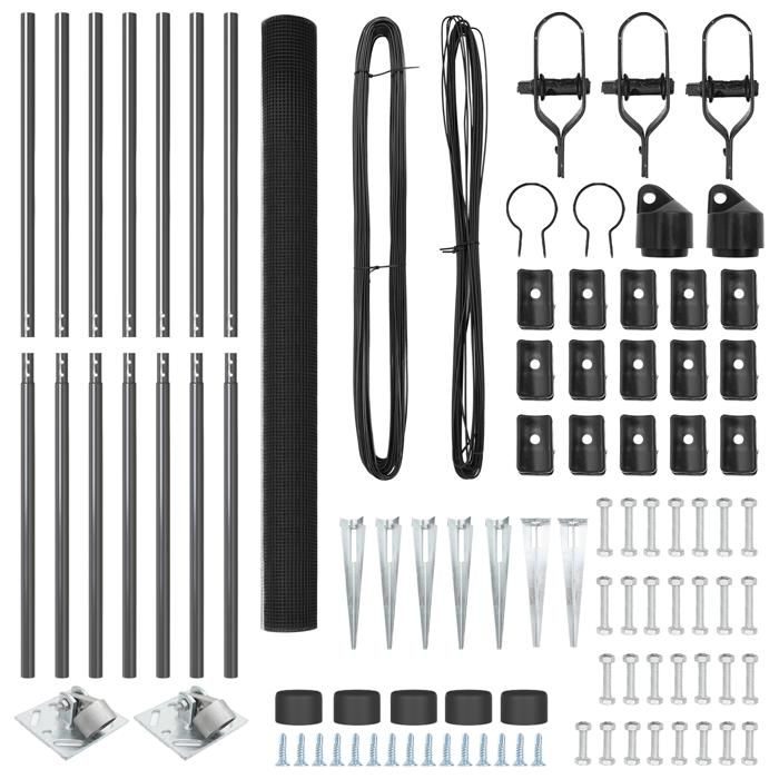 VidaXL Clôture en fil soudé avec 7 poteaux en pointe gris 1,6 x 10 m en acier 3352180