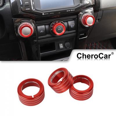 3X Air Condition Switch Button Knob Cover Trim Decoration for 4Runner 10-19 Red