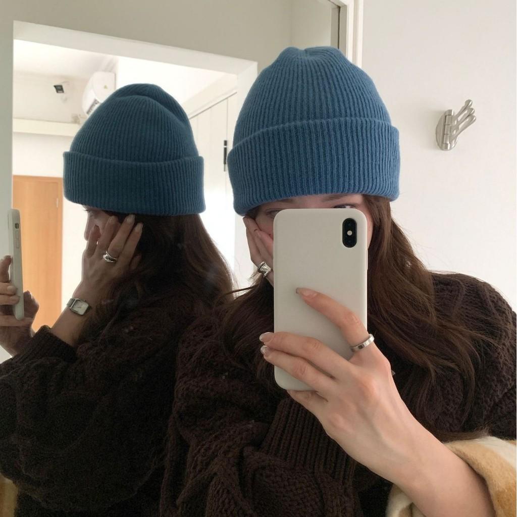 Women Pure Wool Knit Hat With Double Layer Warmth For Winter Casual Wear