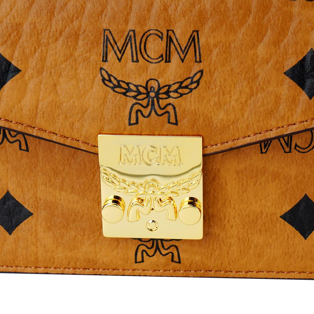 MCM Tracy Removable Chain Shoulder Strap Printed Coated Canvas Mini Crossbody Wallet Women crossbody bag Cognac MYADAXT01CO001