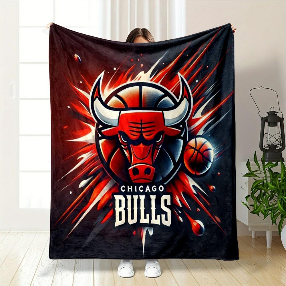 Chicago Bulls Logo Style Warm blanket with Basketball Theme Flannel blanket for bedroom, living room, sofa, and nap.