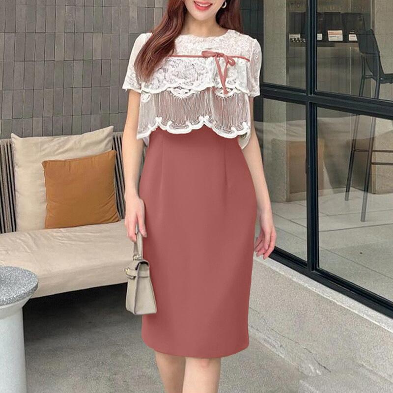 

ZANZEA Женское кружевное платье-футляр с круглым вырезом и короткими рукавами для лета 4XL