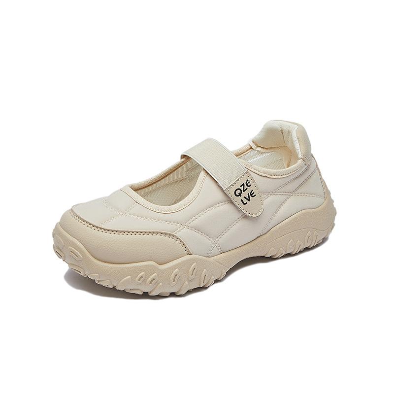 Inner heightening thick-soled Velcro Mary Jane shoes women's summer new versatile round head shallow mouth casual shoes sports shoes