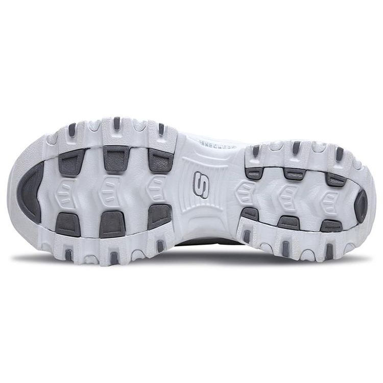 Skechers Zapatillas DLites 1.0 Panda Tendencia Deportiva Retro Versátiles Suela Gruesa Aumentan la Altura Caña Baja Zapatos Casuales Zapatillas de Mujer Plata Blanco 11979-WSL