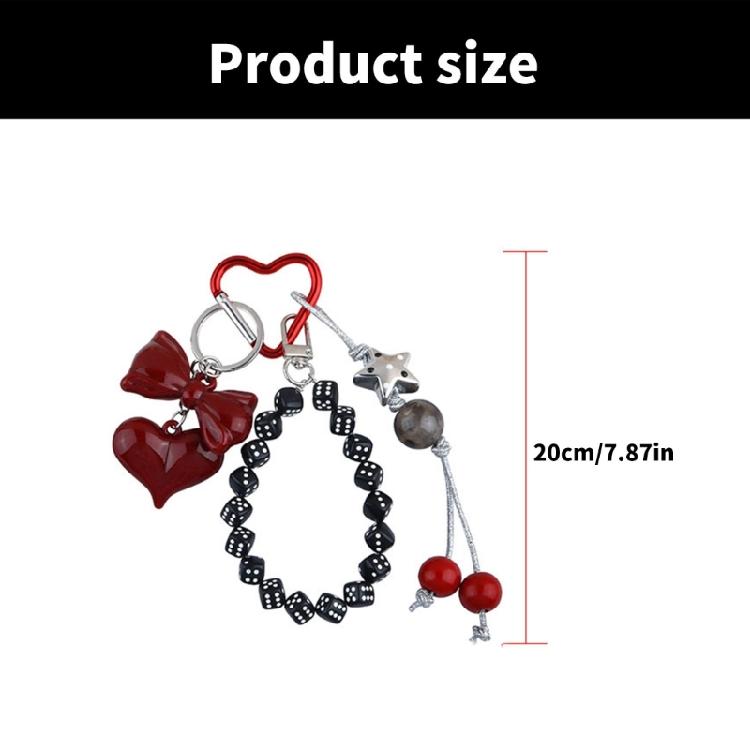 Lovely Heart Dices Jewelry Charm Unique Heart Dices Bead Pendant Keychain Charm for Youthful Fashion Statements