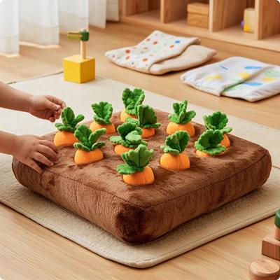 Carrot Pulling Toy Montessori Cuddly Board with Carrots GentlePull for Young Children,