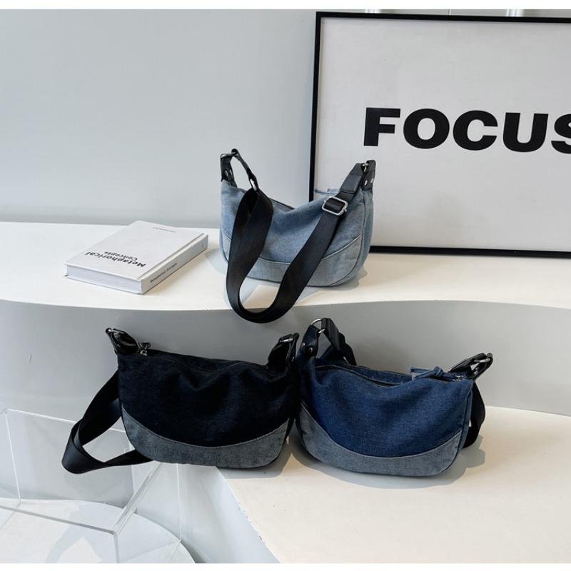 Denim Dumpling Bag Hundred Trend Shoulder Bag Fashion Color Collision Crossbody Bag