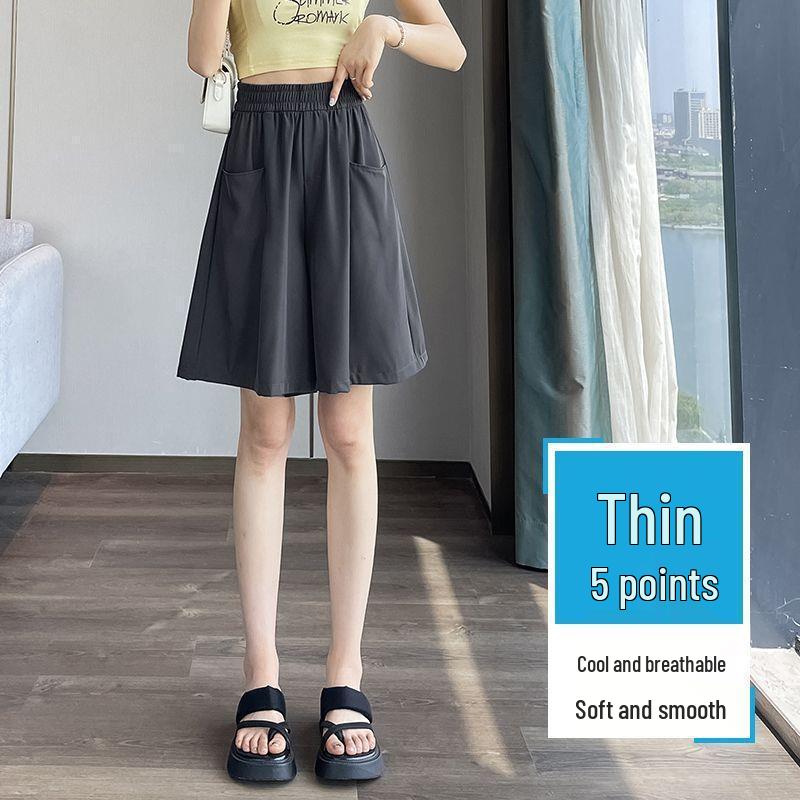 

Women s High-Waist A-Line Quick-Dry Ice Silk Shorts - Plus Size Slimming, Wide-Leg Capri Style for Summer 2XL - Recommended Weight 135-165 lbs