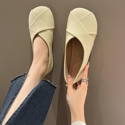 Women Slip-on Leather Loafers Ladies Casual Round Toe Cute Flats  Nurse Shoes Sneakers Spring Autumn Fashion Ballet Shoes