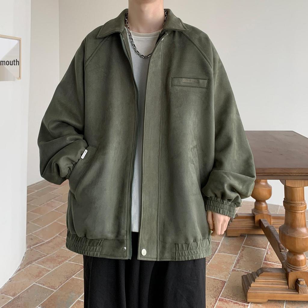 Men's Suede Velvet Jacket: Spring/Autumn Casual Loose Lapel for Cool Street Style Teens