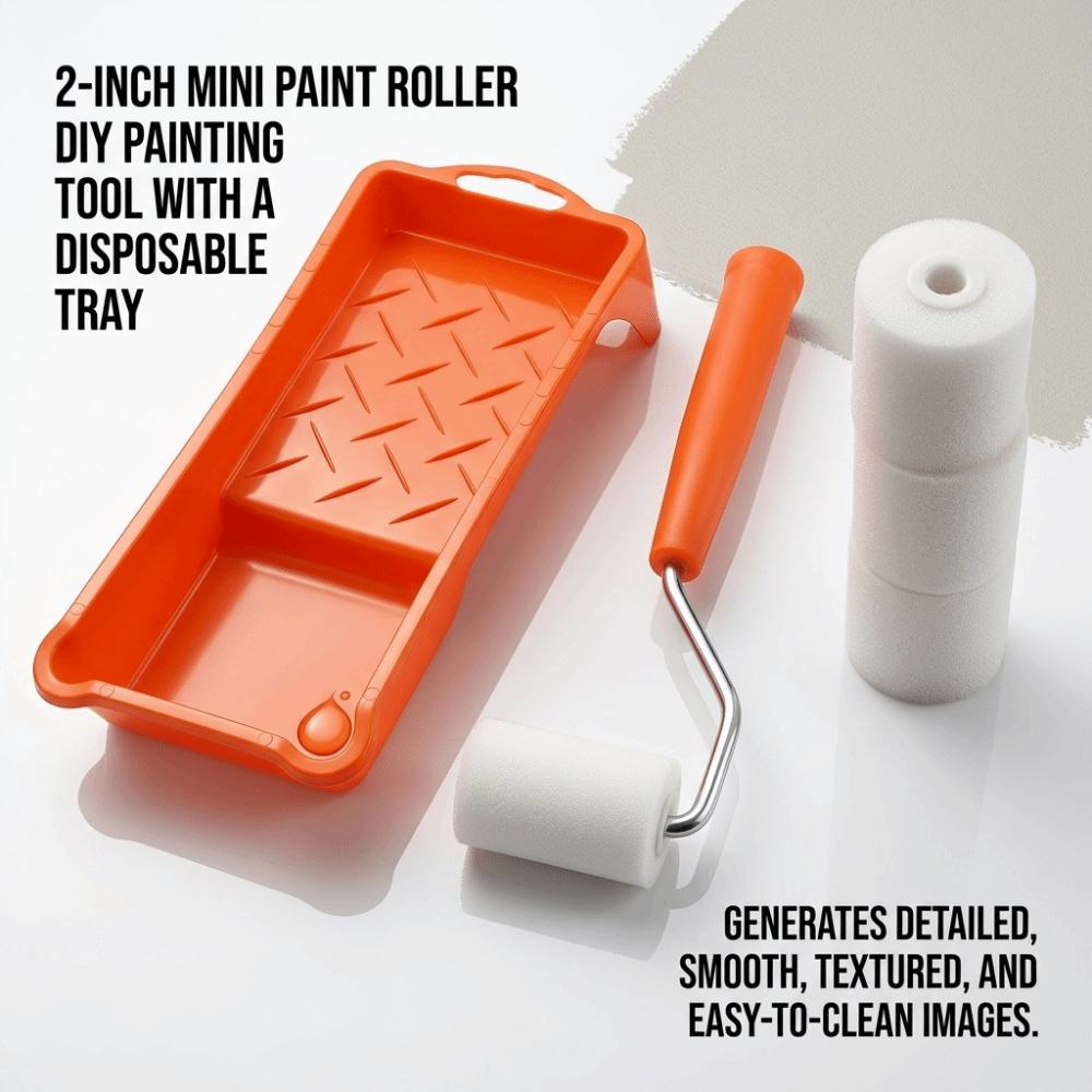 Smooth Paint Roller Set Anti-Drip Wall Painting Tools Foam Roller Brush Kit  for Household