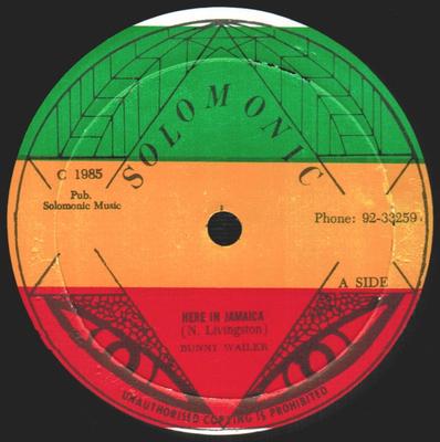 12inch Record BUNNY WAILER - Here In Jamaica NONE Solomonic 1985 Jamaica Reggae, Ska & Dub Used