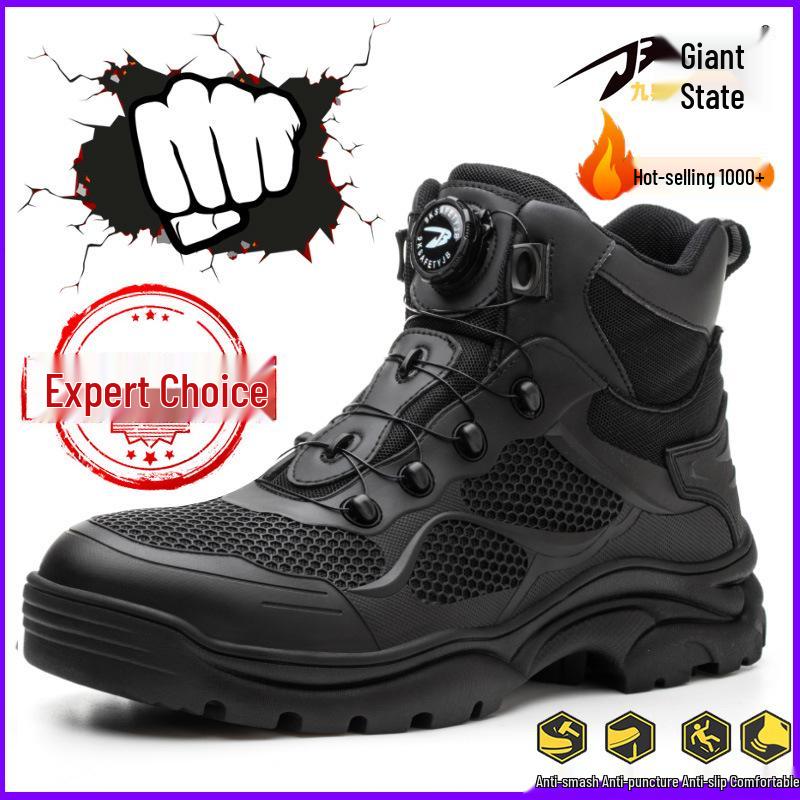 Expert Choice Lace-Free High-Top Safety Boots: Anti-Smash, Anti-Puncture, Non-Slip, Breathable.