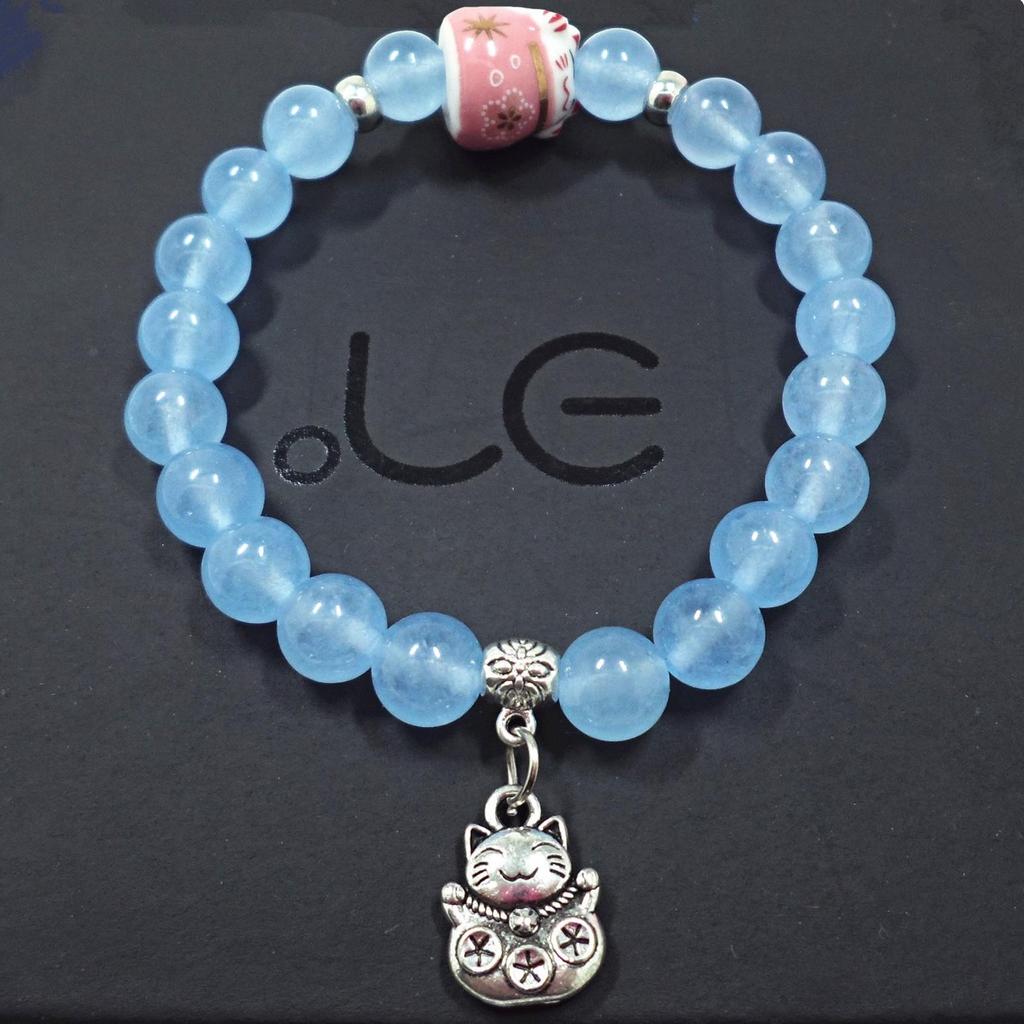 Amethyst Chalcedony Bracelet with Vajra Bell Pendant - Handmade Beaded Jewelry for Women
