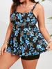 European American Plus Size High-Waisted Skirt Tankini Swimsuit - Slimming Tummy Cover