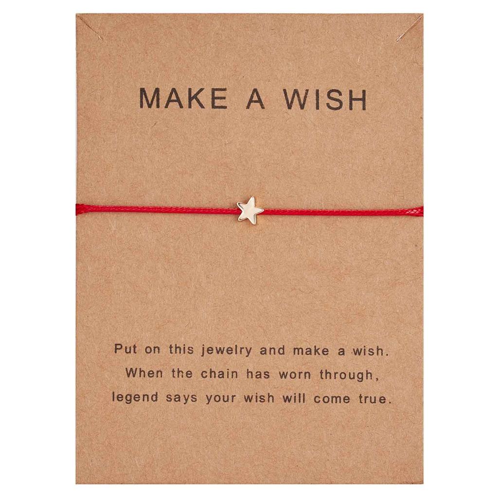Make a Wish Crown Five-stars Cross Heart Woven Paper Card Bracelet Adjustable Lucky Red String Bracelets Femme Jewelry