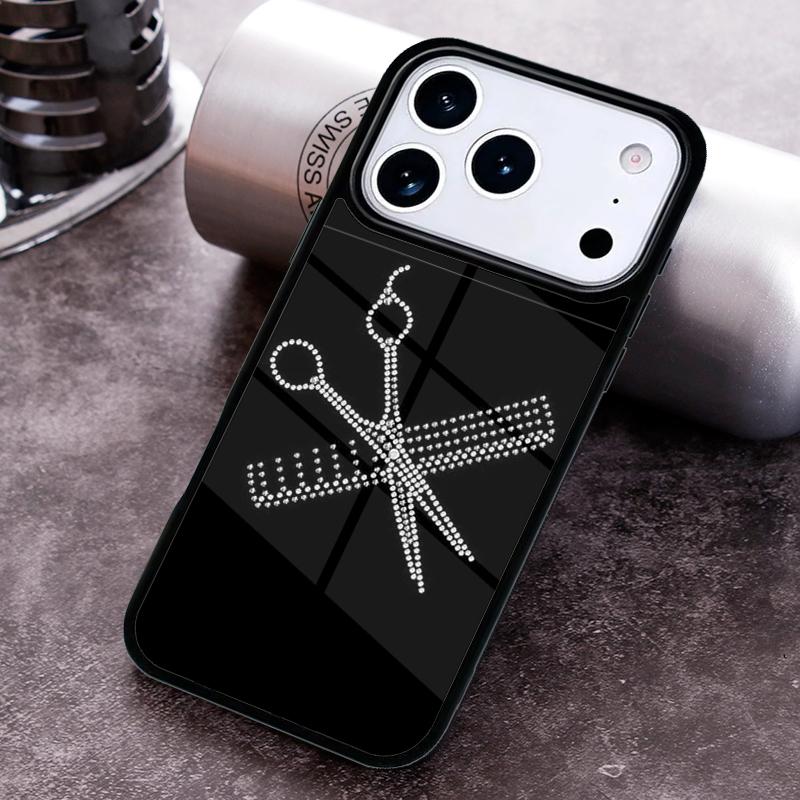 Hair Stylist Scissors Brush Switch Phone Case for iPhone 17 16 15 Pro Max Air 14 13 12 11 Plus Shockproof Cover