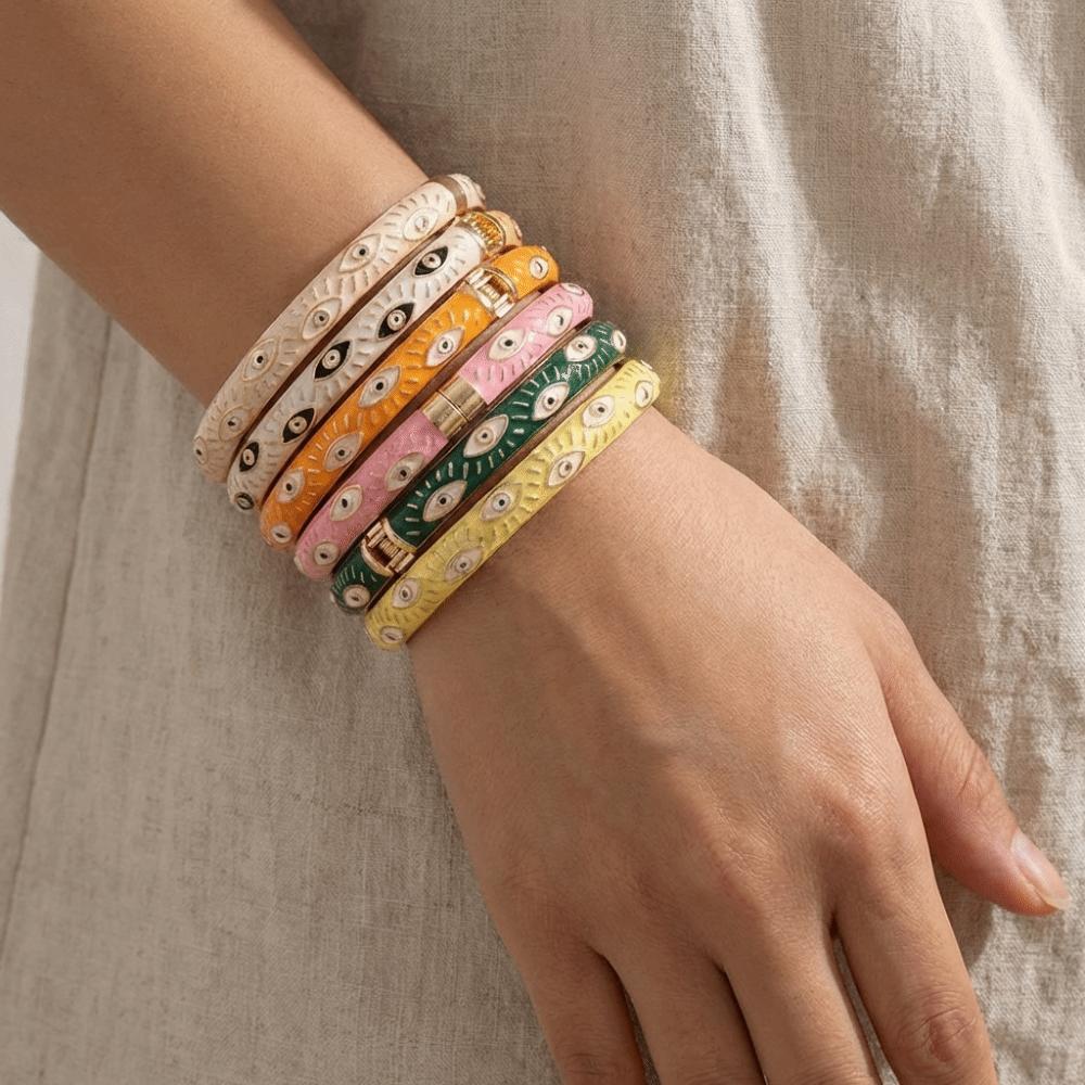 Colorful Demon Eyes Bangle Hip Pop Hand Bracelet Cool Enamel Bangle Gift