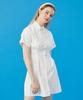 Collet Women Crop Slim Plain Short Sleeve Shirt Mini Dress [White] Skirt Ver.