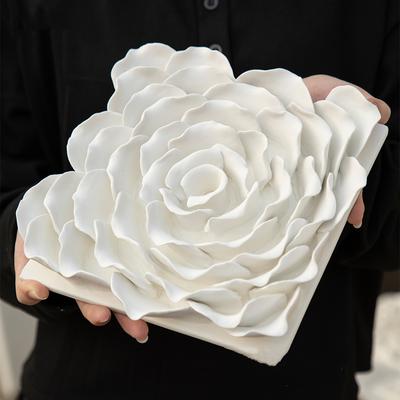 Wall Decoration Wall Hanging Ceramic Handmade Three-dimensional Rose Artificial Flower Porcelain Painting Picture Frame