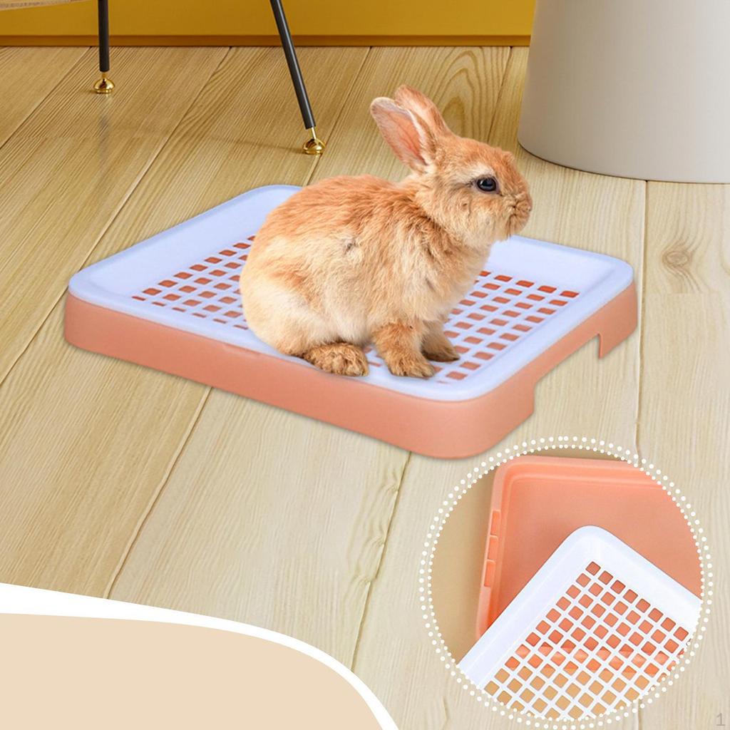 Litter Box Portable Toilet with Double Layer Grid Guinea Pig Tray Potty for Small Animals