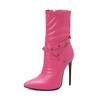Fashion Stiletto Ankle Boots Women 12cm High Heels PU Fashion Autumn Winter Large Size 34-48 Pointed Toe Rivets Decorate Shoes