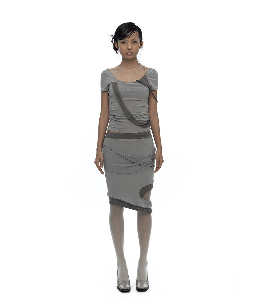 Kasiko Peek-A-Boo Strap Skirt Warm Gray