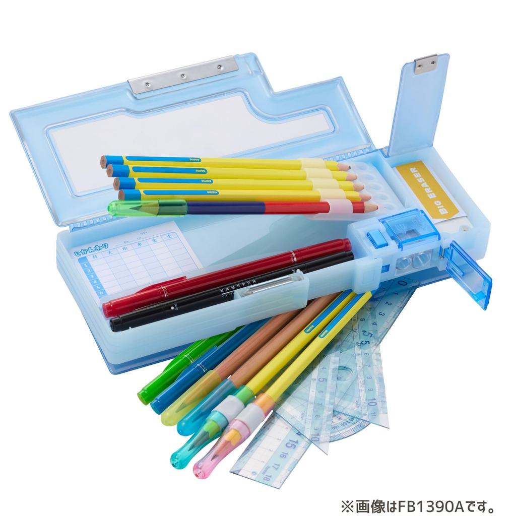 Raymay Fujii Capaletto Pencil FB1390V Case, Box-Shaped, 3-Pocket, Clear/Violet,